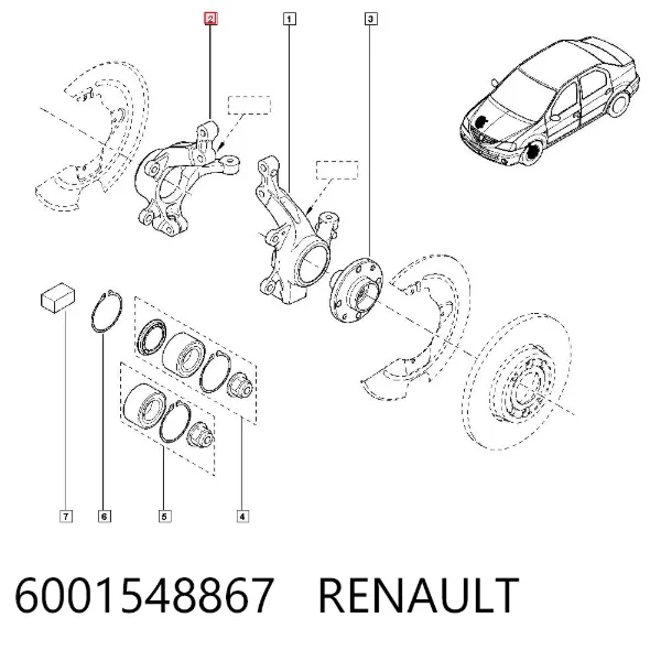 Цапфа - поворотний кулак передній, правий 6001548867 Renault (RVI)