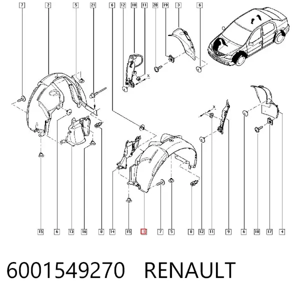 Підкрилок передній лівий 6001549270 Renault (RVI)