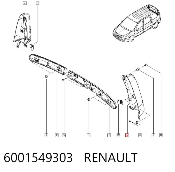 Накладка стійки кузова зовнішня, задня ліва 6001549303 Renault (RVI)