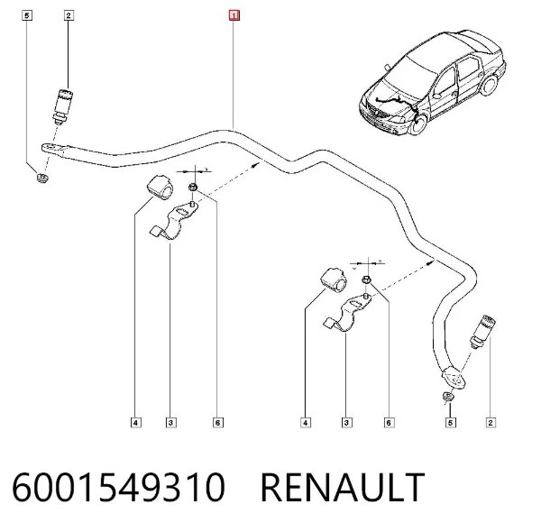 Передній стабілізатор 6001549310 Renault (RVI)