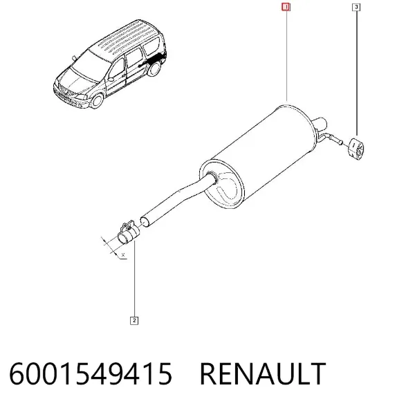Глушник, задня частина 6001549415 Renault (RVI)