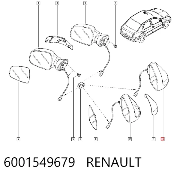 Дзеркало праве 6001549679 Renault (RVI)