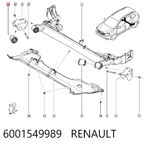 Сайлентблок задньої балки 6001549989 Renault (RVI)