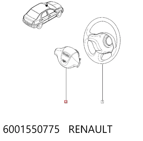 Подушка безпеки, водійська, AIRBAG 6001550775 Renault (RVI)