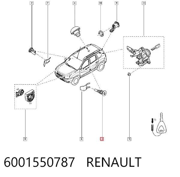 Личинка замка дверей передньої, лівою 6001550787 Renault (RVI)