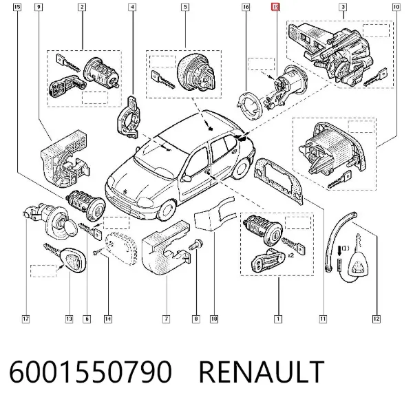 Личинка замка кришки багажника 6001550790 Renault (RVI)