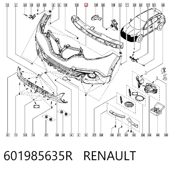 Передній бампер 601985635R Renault (RVI)