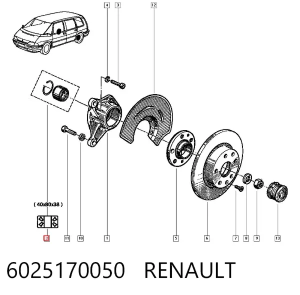 Підшипник задньої ступиці 6025170050 Renault (RVI)