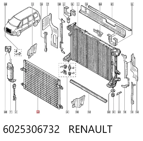 Радіатор кондиціонера 6025306732 Renault (RVI)