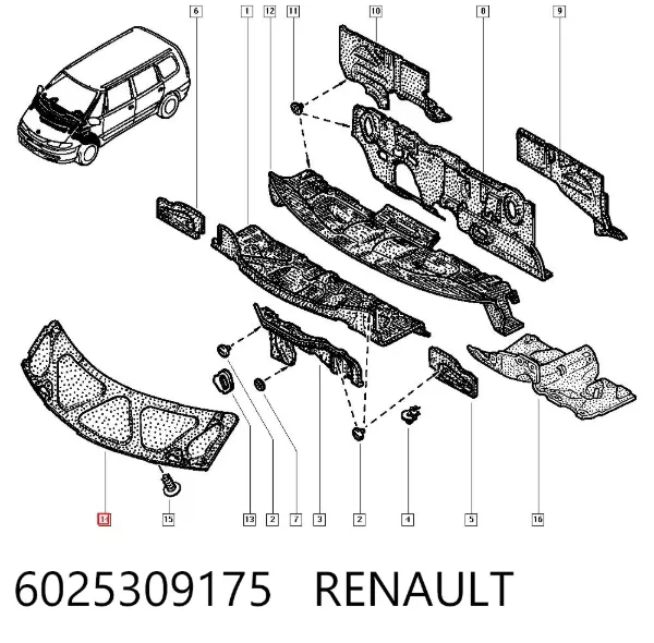Шумоізоляція капота 6025309175 Renault (RVI)