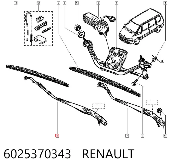 Важіль склоочисника 6025370343 Renault (RVI)