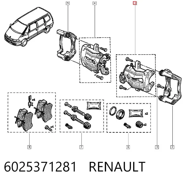 Супорт задній лівий 6025371281 Renault (RVI)