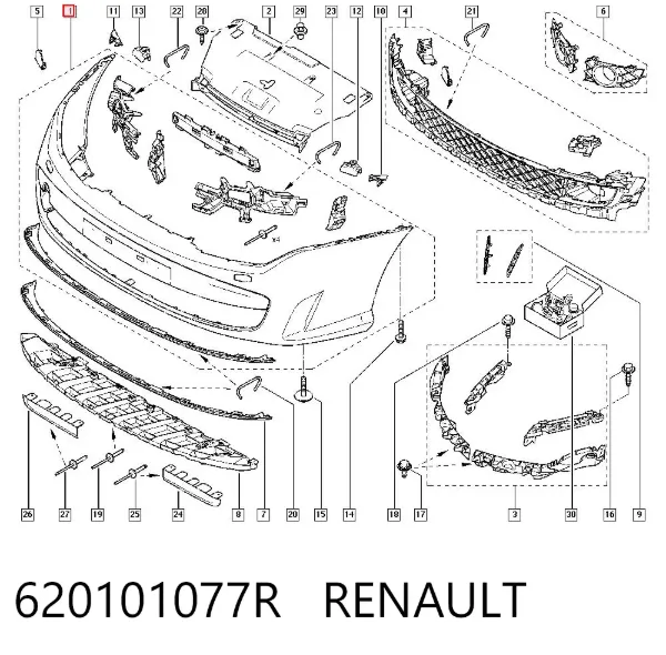 Передній бампер 620101077R Renault (RVI)