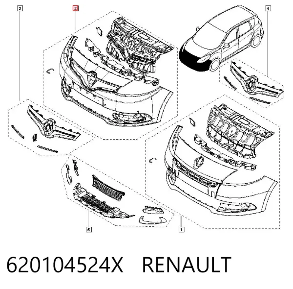 Передній бампер 620104524X Renault (RVI)