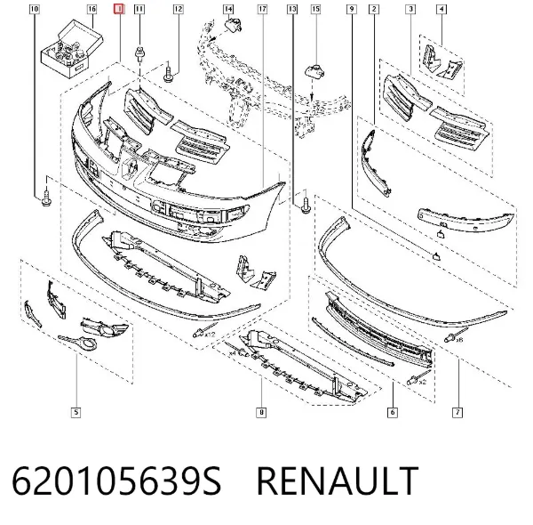 Передній бампер 620105639S Renault (RVI)