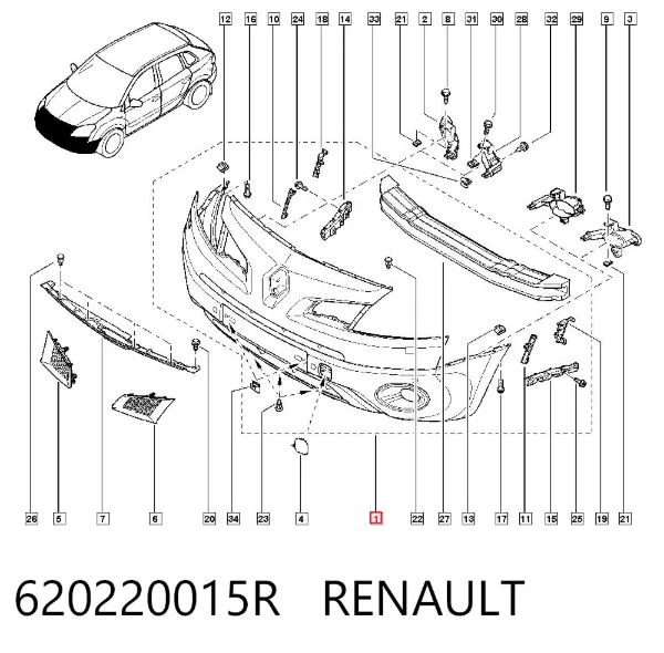 Передній бампер 620220015R Renault (RVI)