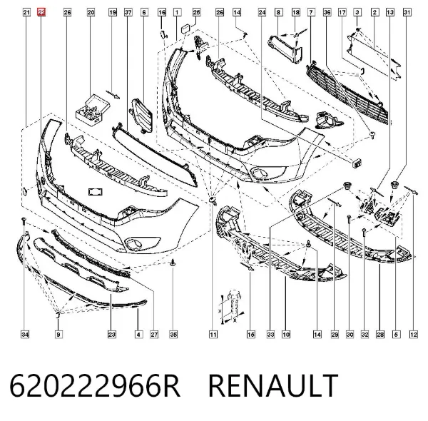 Передній бампер 620222966R Renault (RVI)