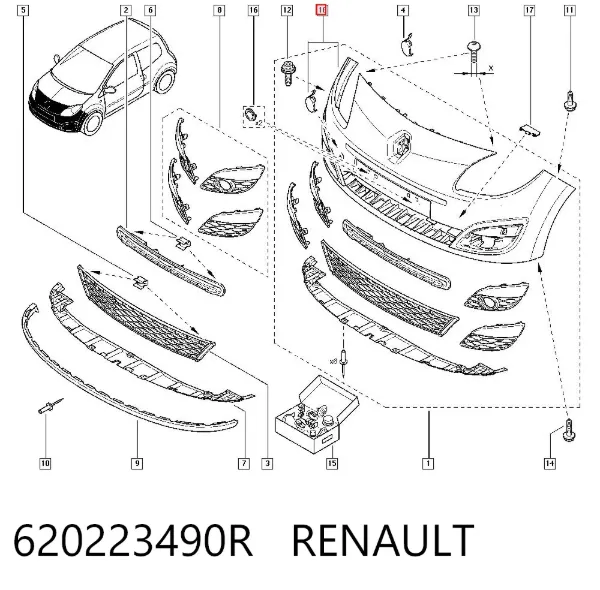 Передній бампер 620223490R Renault (RVI)