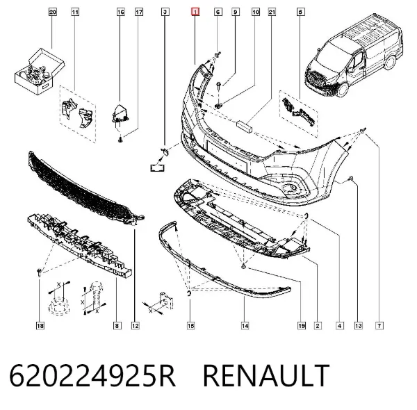 Передній бампер 620224925R Renault (RVI)