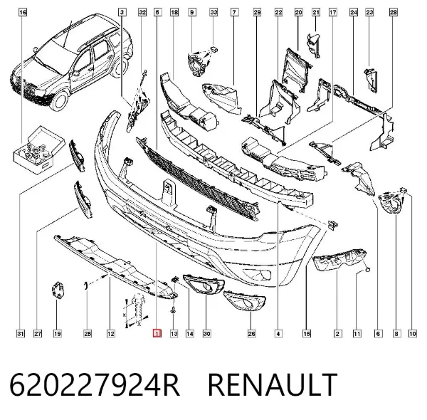 Передній бампер 620227924R Renault (RVI)