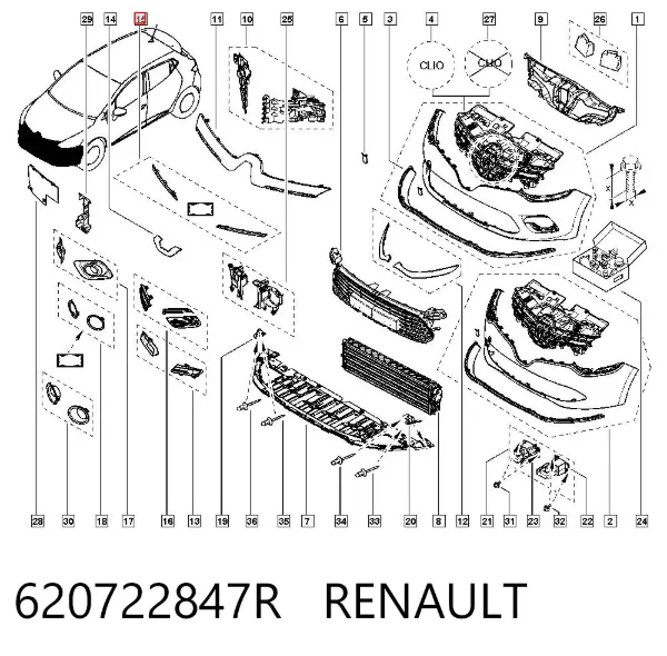 Молдинг решітки радіатора 620722847R Renault (RVI)