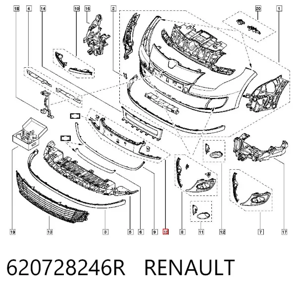 Накладка (рамка) решітки радіатора 620728246R Renault (RVI)