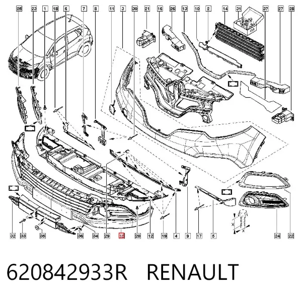 Бампер передній, нижня частина 620842933R Renault (RVI)