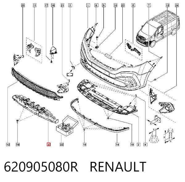 Абсорбер (наповнювач) бампера переднього 620905080R Renault (RVI)