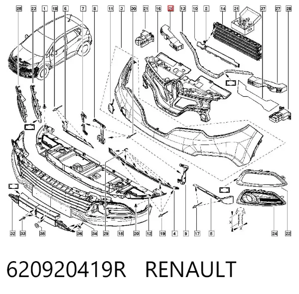 Кронштейн бампера переднього, правий 620920419R Renault (RVI)