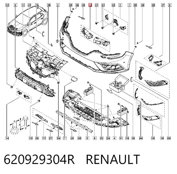 Підсилювач бампера переднього 620929304R Renault (RVI)