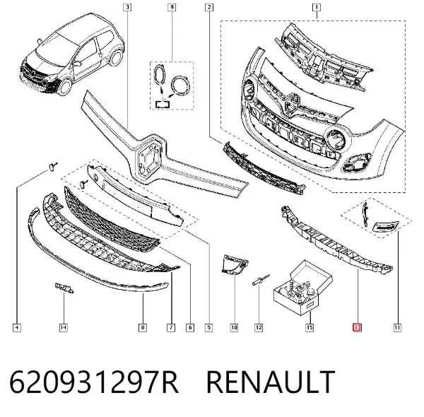 Кронштейн бампера переднього, центральний 60A10713 Polcar