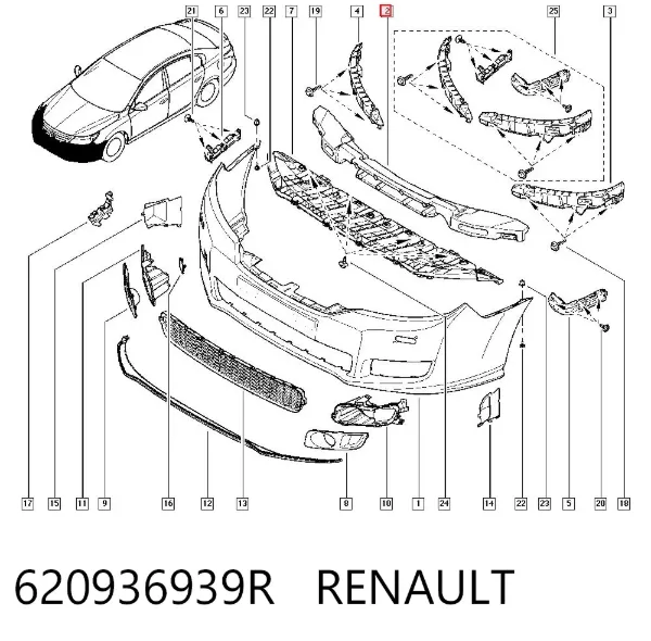 Абсорбер (наповнювач) бампера переднього 620936939R Renault (RVI)
