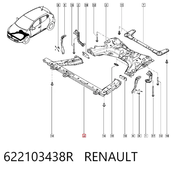 Балка передньої підвіски (підрамник), передня 622103438R Renault (RVI)