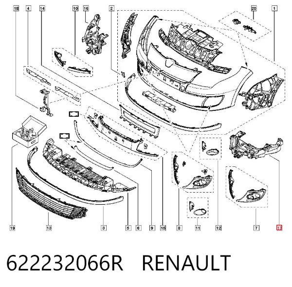 Кронштейн бампера переднього, лівий 622232066R Renault (RVI)
