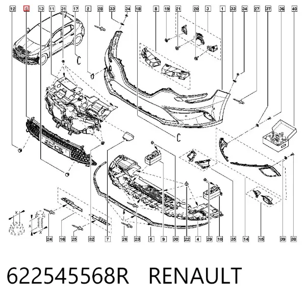 Решітка радіатора 622545568R Renault (RVI)