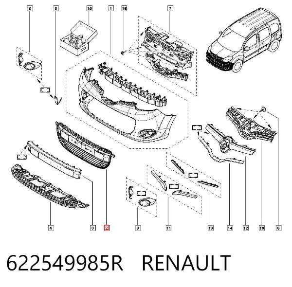 Решітка переднього бампера 622549985R Renault (RVI)