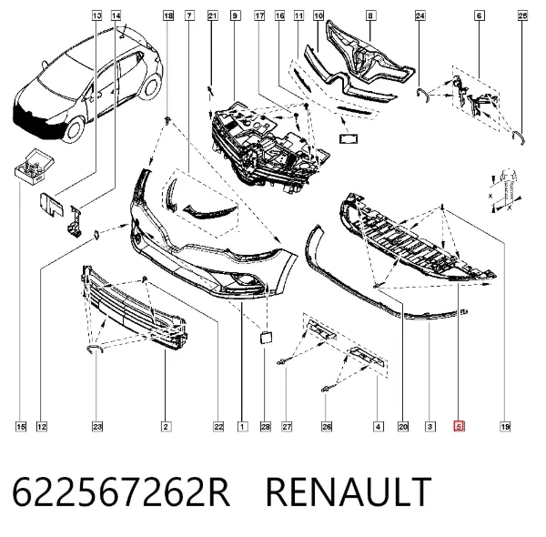 Захист бампера переднього 622567262R Renault (RVI)