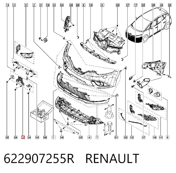 Кронштейн бампера переднього 622907255R Renault (RVI)