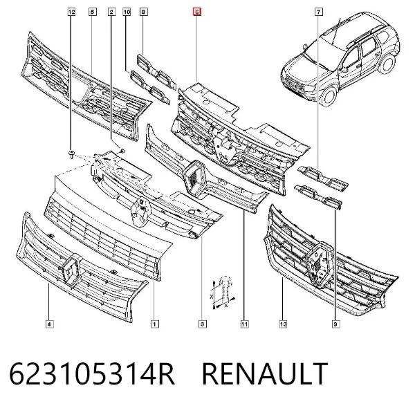 Решітка радіатора 623105314R Renault (RVI)