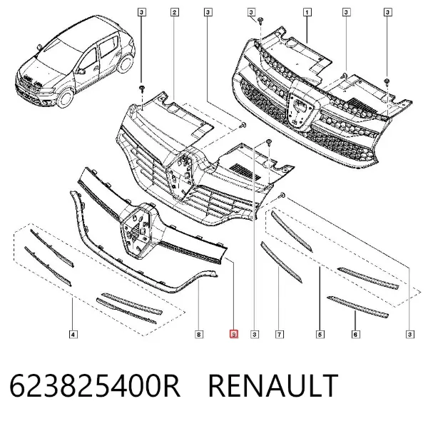 Накладка (рамка) решітки радіатора 623825400R Renault (RVI)