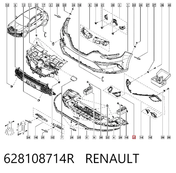 Кронштейн бампера переднього 628108714R Renault (RVI)