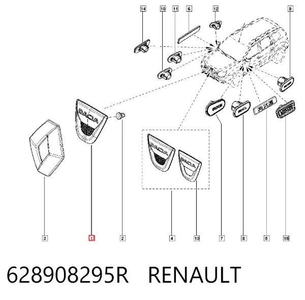 Емблема решітки радіатора 628908295R Renault (RVI)