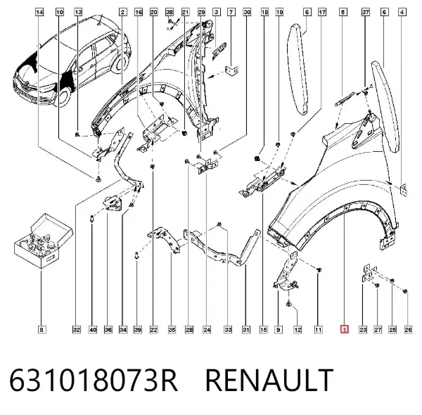 Крило переднє ліве 631018073R Renault (RVI)