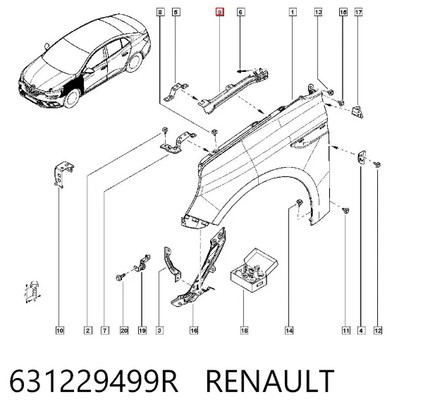 Кронштейн кріплення крила переднього лівого верхній 631229499R Renault (RVI)