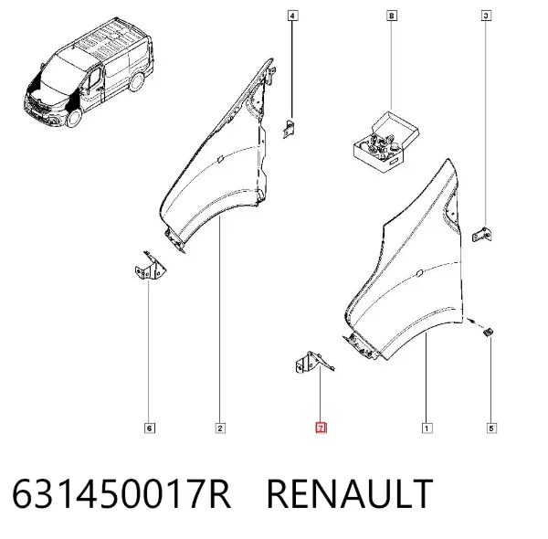 Кронштейн кріплення крила переднього лівого, передній 631450017R Renault (RVI)