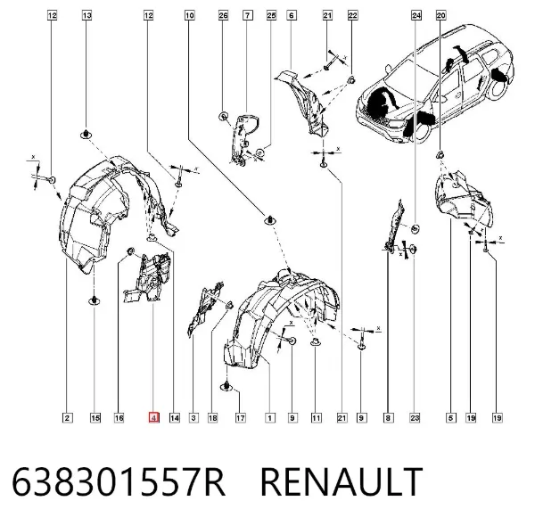 Захист двигуна, правий 638301557R Renault (RVI)