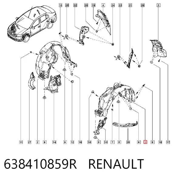 Підкрилок передній лівий 638410859R Renault (RVI)
