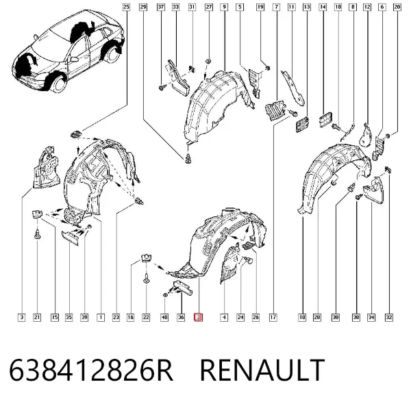 Підкрилок передній лівий 638412826R Renault (RVI)