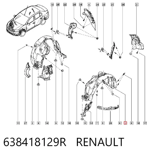 Підкрилок передній лівий 638418129R Renault (RVI)