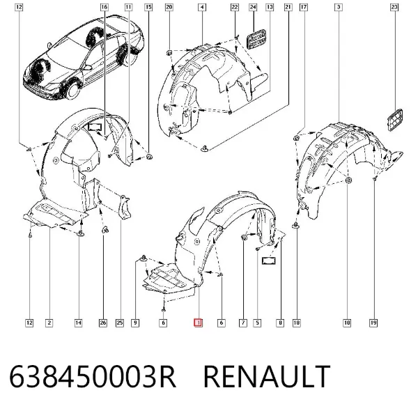 Підкрилок передній лівий 638450003R Renault (RVI)